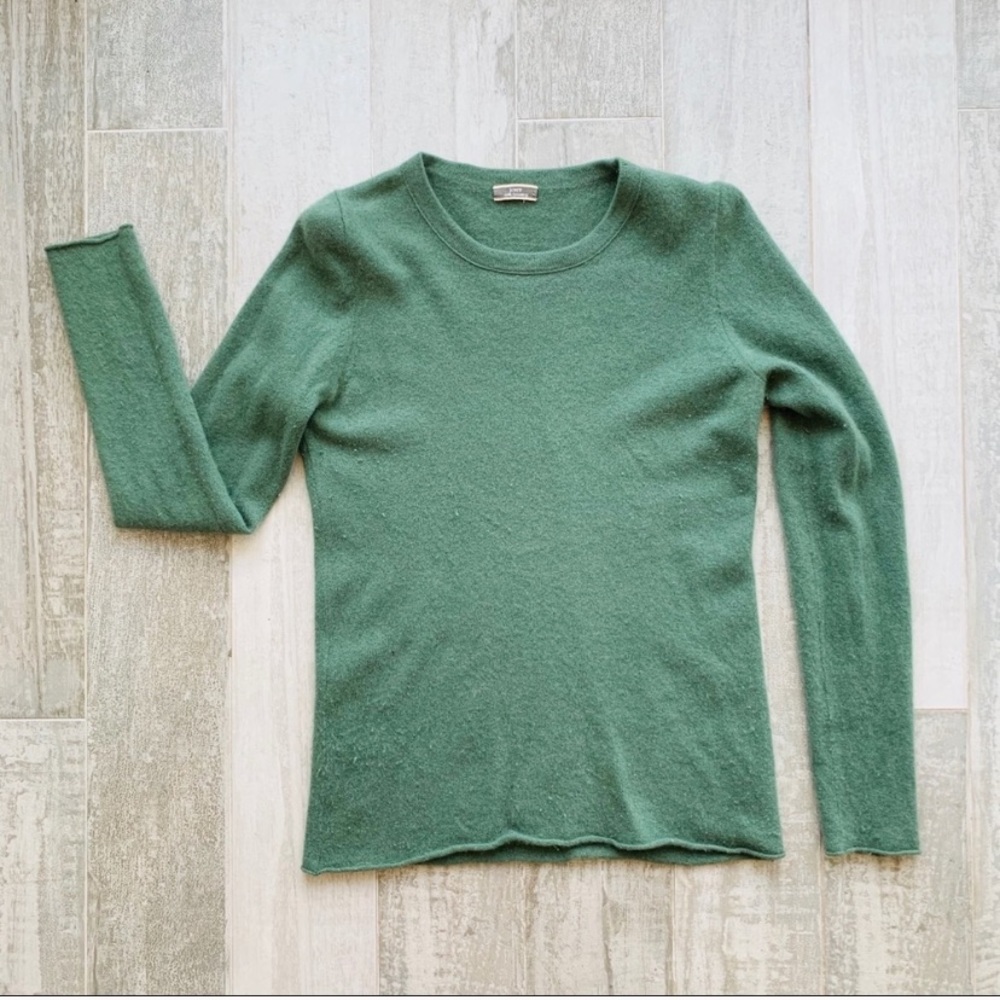 J.Crew Camo Green 100% Cashmere Shirt Sim Sweater - Picture 2 of 15